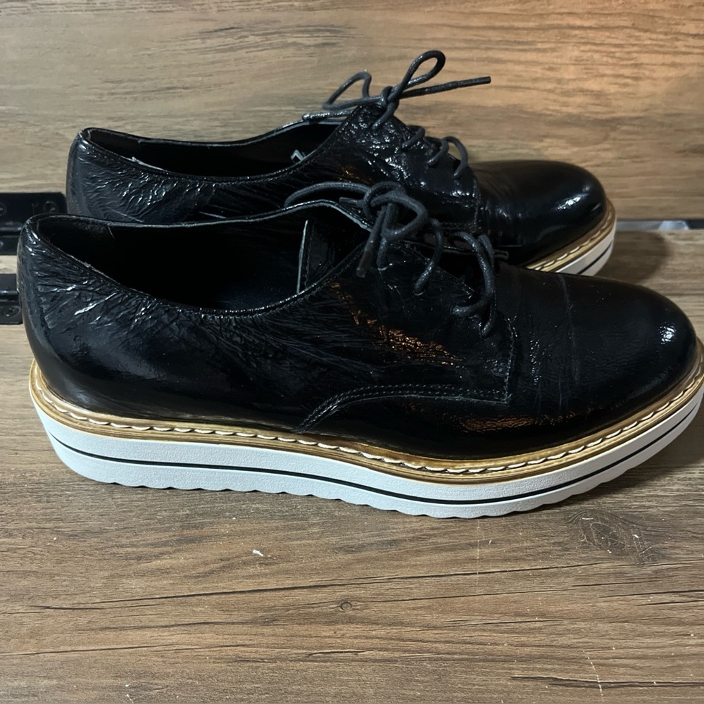 Summit x White Mountain Leather Oxford Brody Black Platform Loafer sz 37EU-6.5US
